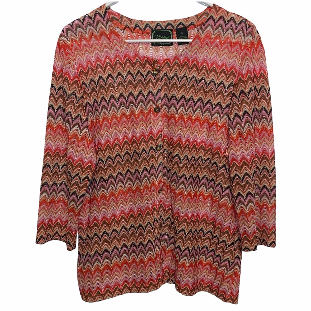 Nicaya Multicolored Zigzag Print See Though Top XL